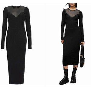 All Saints Flete Sheer Panelled Midi Dress